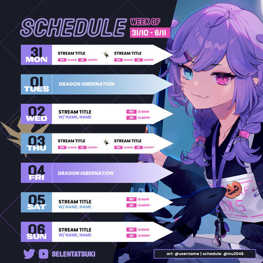 vtuber stream schedule layout nijisanji