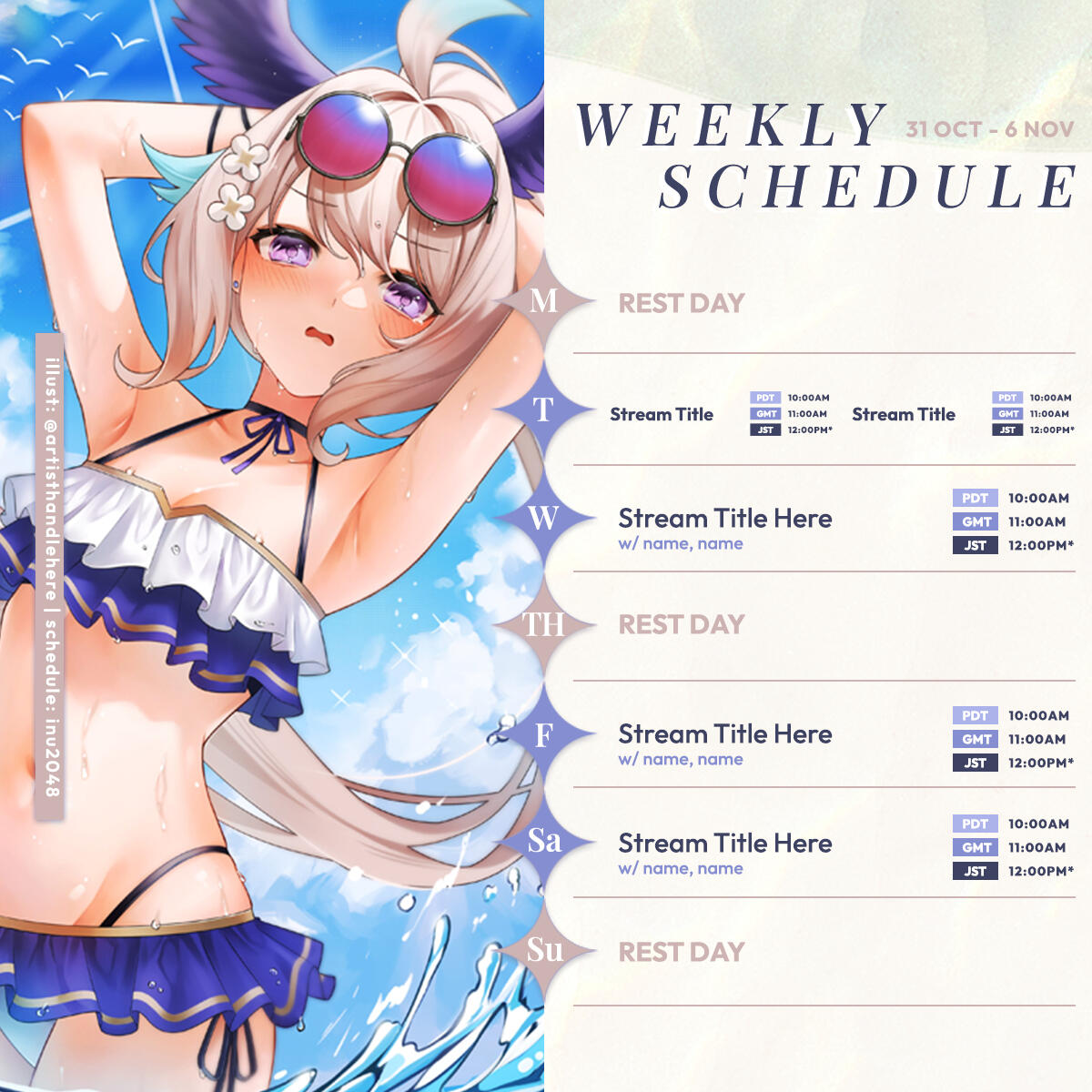 vtuber stream schedule layout nijisanji